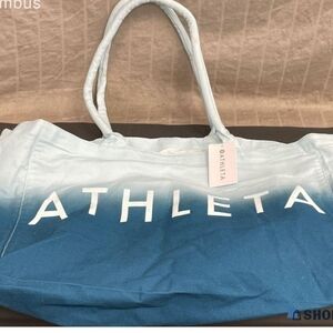 Athleta Ombré Light Blue to Deep Teal Canvas Tote